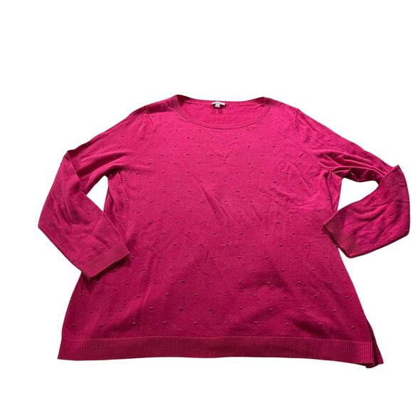 Talbots Pink Textured Dot Cotton Pullover Sweater Plus Size 2X - Picture 1 of 8